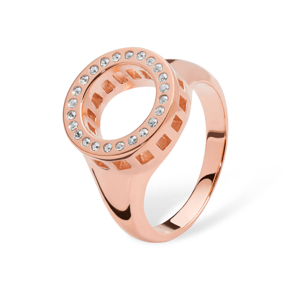 Art Deco Halo Ring In Rose Gold Vermeil, 1 of 3