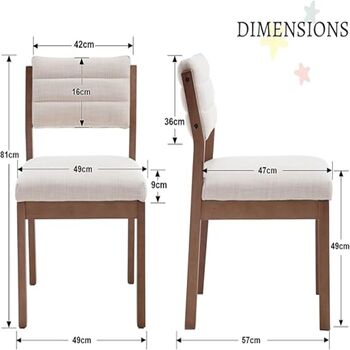 Set Of Two Linen Dining Chairs For Living Room, 6 of 7