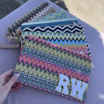 Personalised Chevron Stripe Pouch Wristlet Clutch Bag, 6 of 12