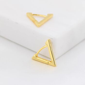 Sterling Silver Triangle Huggie Hoop Earrings, 5 of 12