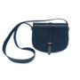 Leather Saddle Bag Loop Closure Crossbody Sam In Navy Blue, thumbnail 1 of 8