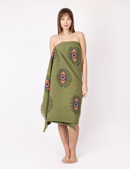 Khaki Eye Organic Cotton Peshtemal Towel, 2 of 7