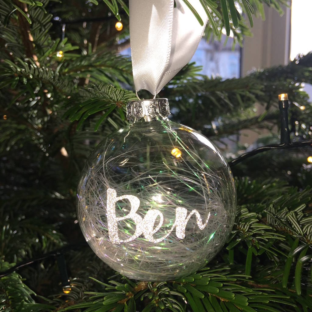 Personalised Tinsel Christmas Bauble By pluen | notonthehighstreet.com