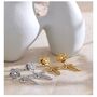 Monaco D’or Gold Pearl Roses Bow Flower Drop Gift Earrings, thumbnail 2 of 4