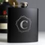 Personalised Geometric Initial Black Hip Flask, thumbnail 2 of 6