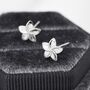 Sterling Silver Tiny Plumeria Flower Stud Earrings, thumbnail 5 of 12