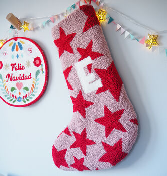 Pink And Red Star Personalised Christmas Stocking, 3 of 4
