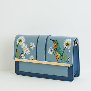 Embroidered Kingfisher Blue Cross Body Bag, 5 of 7