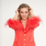 Luxury Red Feather Silky Pyjama Set, thumbnail 5 of 8