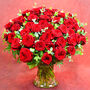50 Red Roses Fresh Flower Bouquet Romantic Gift, thumbnail 2 of 7