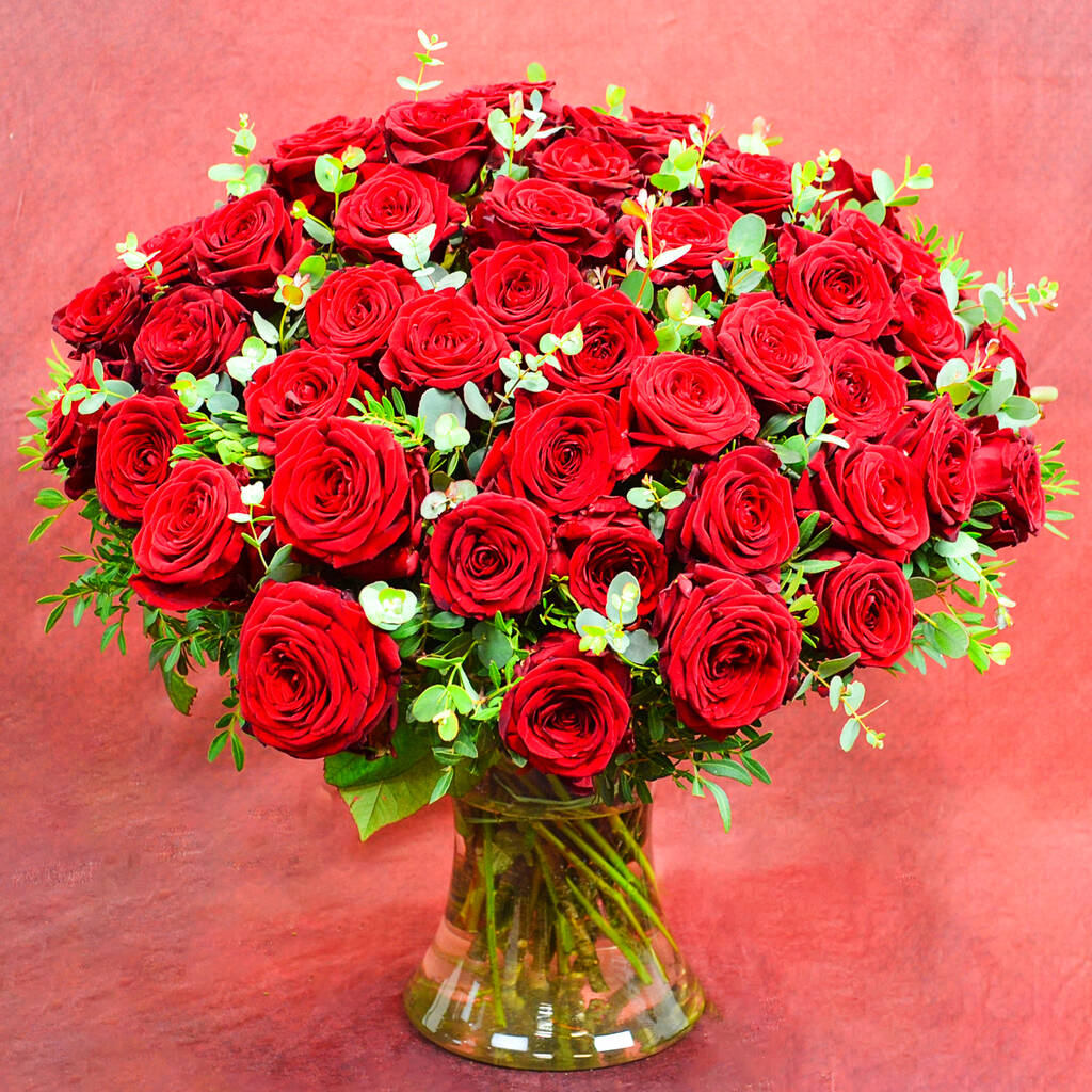 50 Red Roses Fresh Flower Bouquet Romantic Gift By Fleur De Luxe ...