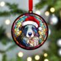 Border Collie In Santa Hat Suncatcher Decoration, thumbnail 2 of 6