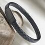 Men's Black Braided Leather Bracelet With Magnetic Snap Clasp – Sleek, Secure, And Stylish Jewellery, thumbnail 2 of 11