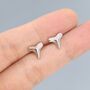 Shark Tooth Design Stud Earrings In Sterling Silver, thumbnail 3 of 9