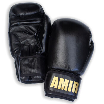 Personalised Full Leather Boxing Gloves Black, 3 of 5