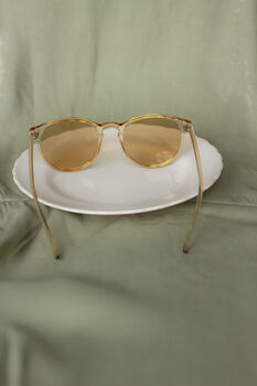 Delicate Rounded Classic Sunglasses In Beige, 2 of 4