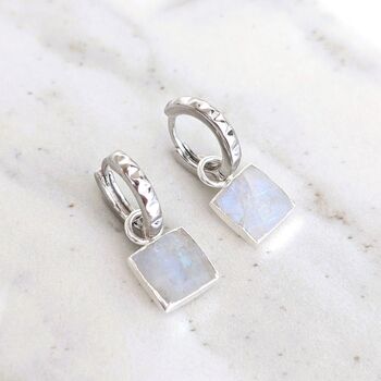 The Square Moonstsone Earrings, Silver, 3 of 6