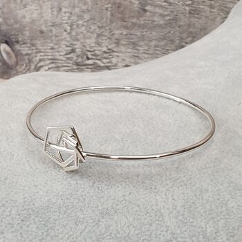Sterling Silver Bangle With Geometric Charms, 5 of 10