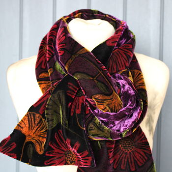 Hand Printed Velvet Scarf Daisy Ginkgo, 4 of 4