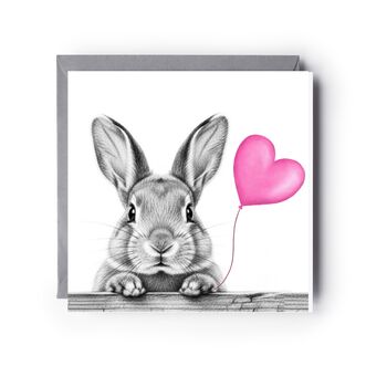 Floating Friends Bunny Pink Balloon Card, 3 of 6