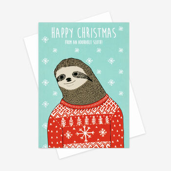 Sloth Christmas Card, 2 of 2