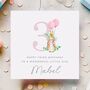 Personalised Flopsy Bunny + Pink Balloons Birthday Card *Age Options, thumbnail 3 of 4