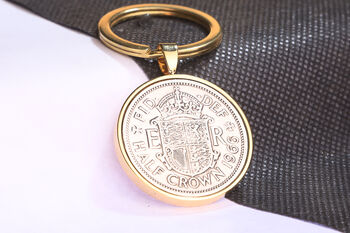 1966 60th Birthday Half Crown Coin Keyring Gift, 2 of 5