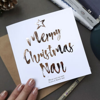Rose Gold Christmas Card For Nanna | Personalised, 4 of 4