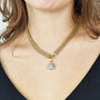 18ct Gold Plated Aquamarine March Mesh Necklace, thumbnail 1 of 3