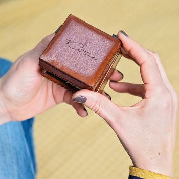 Ladies Personalised Leather Ring Box Square, 5 of 9