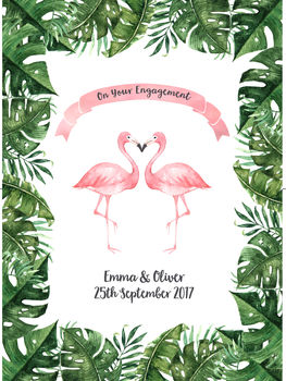 Personalised Engagement Flamingo Canvas Print, 2 of 3