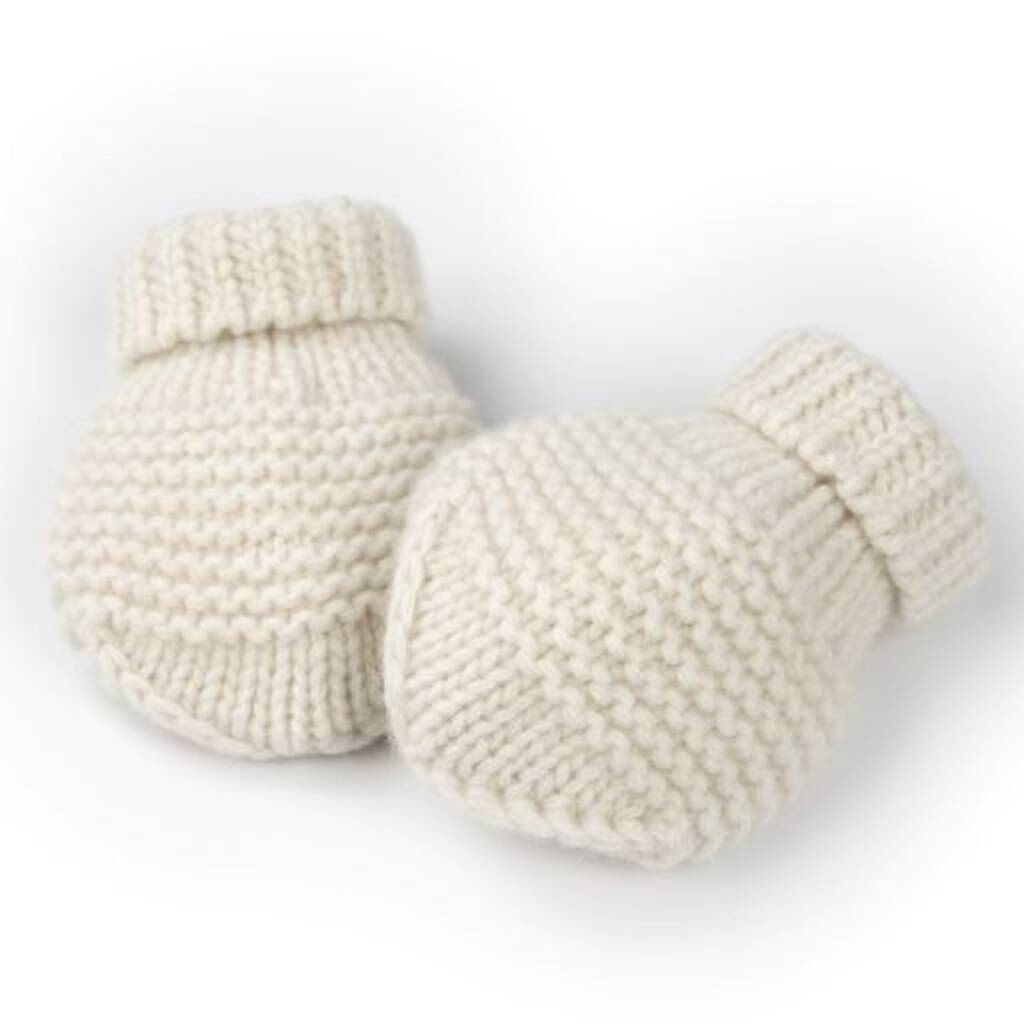 Cream Cashmere / Merino Wool Baby Mittens By Heliotique