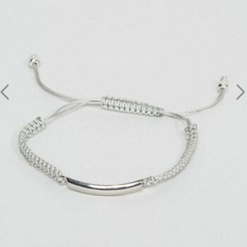 Adjustable Silver Tone Grey Woven Men's Bracelet, 2 of 3