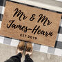 Personalised Mr And Mr Wedding Gift Door Mat, thumbnail 1 of 1