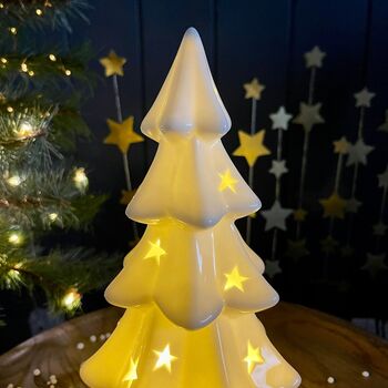Medium White Porcelain Christmas Tree With Lights, 2 of 5