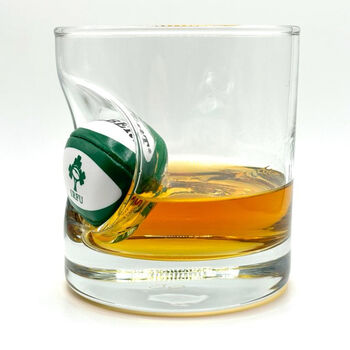 Personalised Irish Rugby Ball Whisky Glass, 2 of 6
