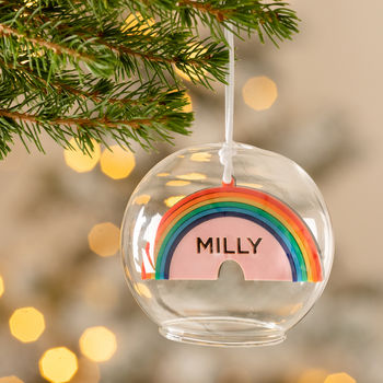 Personalised Rainbow Glass Dome Bauble, 6 of 7