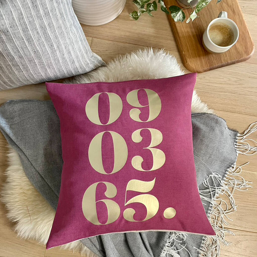 Personalised Date Cushion By Boiler House Designs