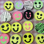 Smiley Face Coasters/ Trays Neon Pink Set Of Two, thumbnail 4 of 6