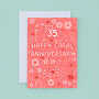 Coral Floral 35th Anniversary Card, thumbnail 2 of 2