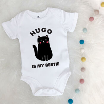 Personalised Cat Is My Bestie Babygrow, 5 of 6