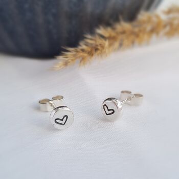 Mini Sterling Silver Heart Stud Earrings, 6 of 8