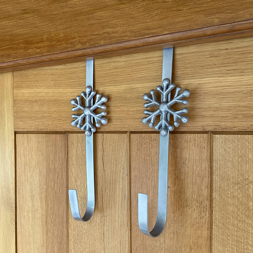 Set Of Two Snowflake Christmas Wreath Hangers, 1 of 4