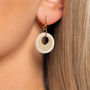 Pearlescent Taupe And Cream Circular Earrings • Gold Plated Sterling Silver Hooks, thumbnail 2 of 9