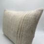 Oblong, Natural, Hemp, Neutral, Woven, Grain Sack, Striped Cushion With Cotton Reverse Brown Stripes To Right Edge, thumbnail 3 of 5