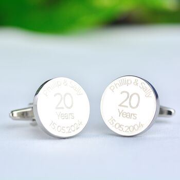 Personalised 20 Year Platinum Anniversary Cufflinks, 8 of 8