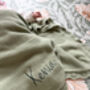 Personalised Knitted Baby Blanket Sage Green, thumbnail 8 of 9