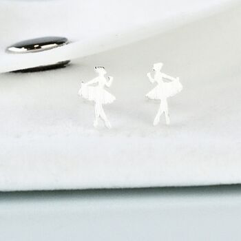 Sterling Silver Ballerina Stud Earrings, 3 of 5
