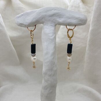 Tourmaline Pearl Star Earrings, 2 of 7