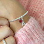 Silver Plated Initial And Birthstone Star Bracelet, thumbnail 3 of 6